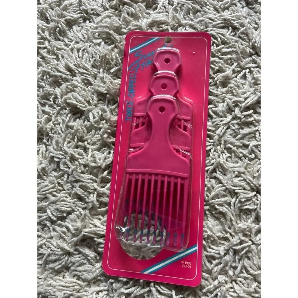 Sund Haaren Twice Dipped “Touch Me” Tips Comb & Piks 1986 Pink White Blue 3 Pack